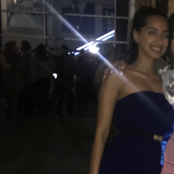 Palazzo jumpsuit in navy blue with pockets - Picture 1 of 8